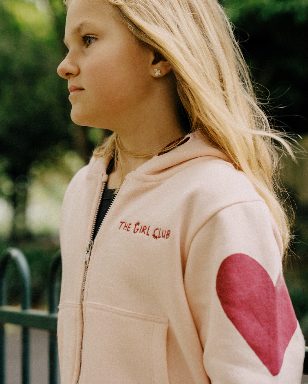 The Girl Club Pink Heart Zip Hood