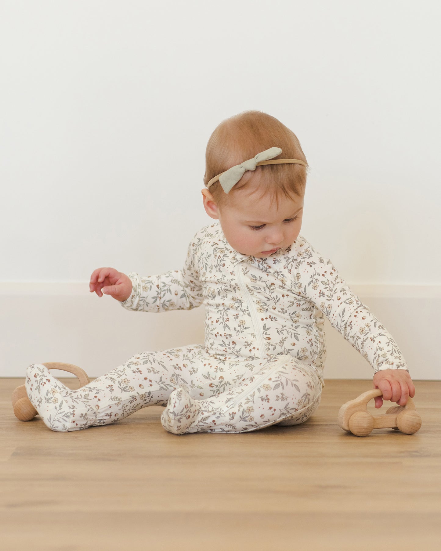 Quincy Mae Bamboo Zip Footie | Woodland