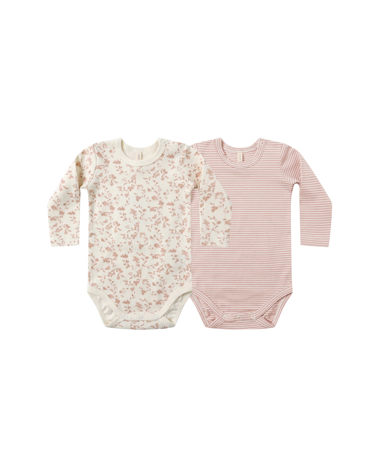 Quincy Mae Jersey Bodysuit, 2 Pack | French Garden, Rose Micro Stripe *Pre-Order*