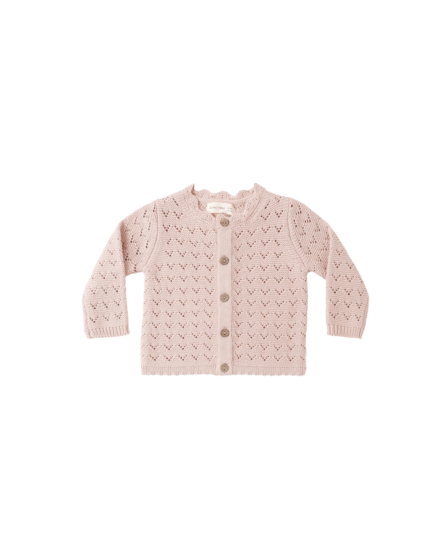 Quincy Mae Scalloped Cardigan Blush