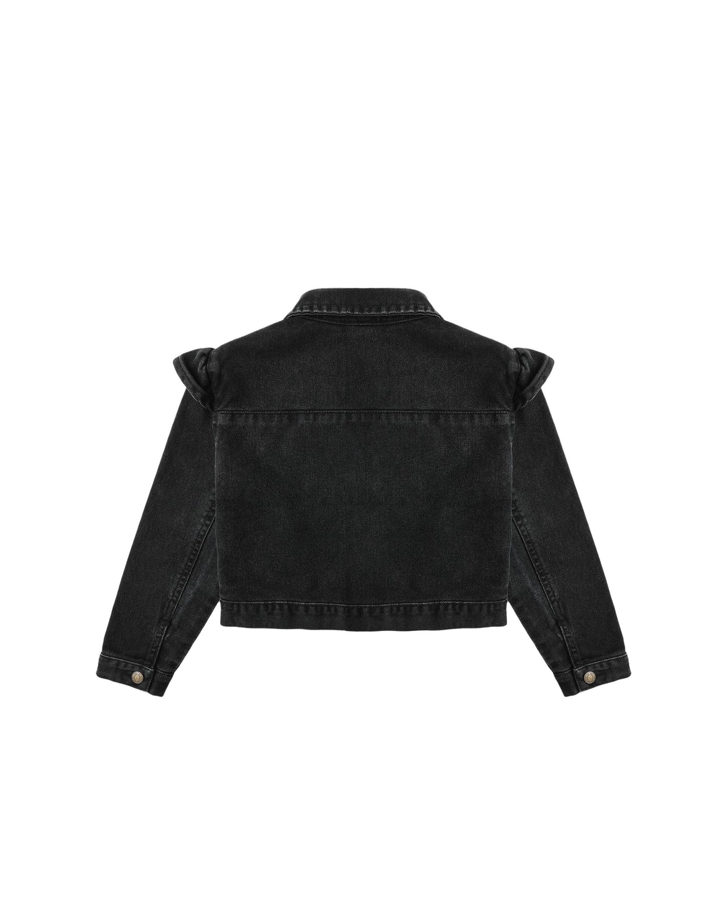 Rylee + Cru Ruffle Denim Jacket Washed Black