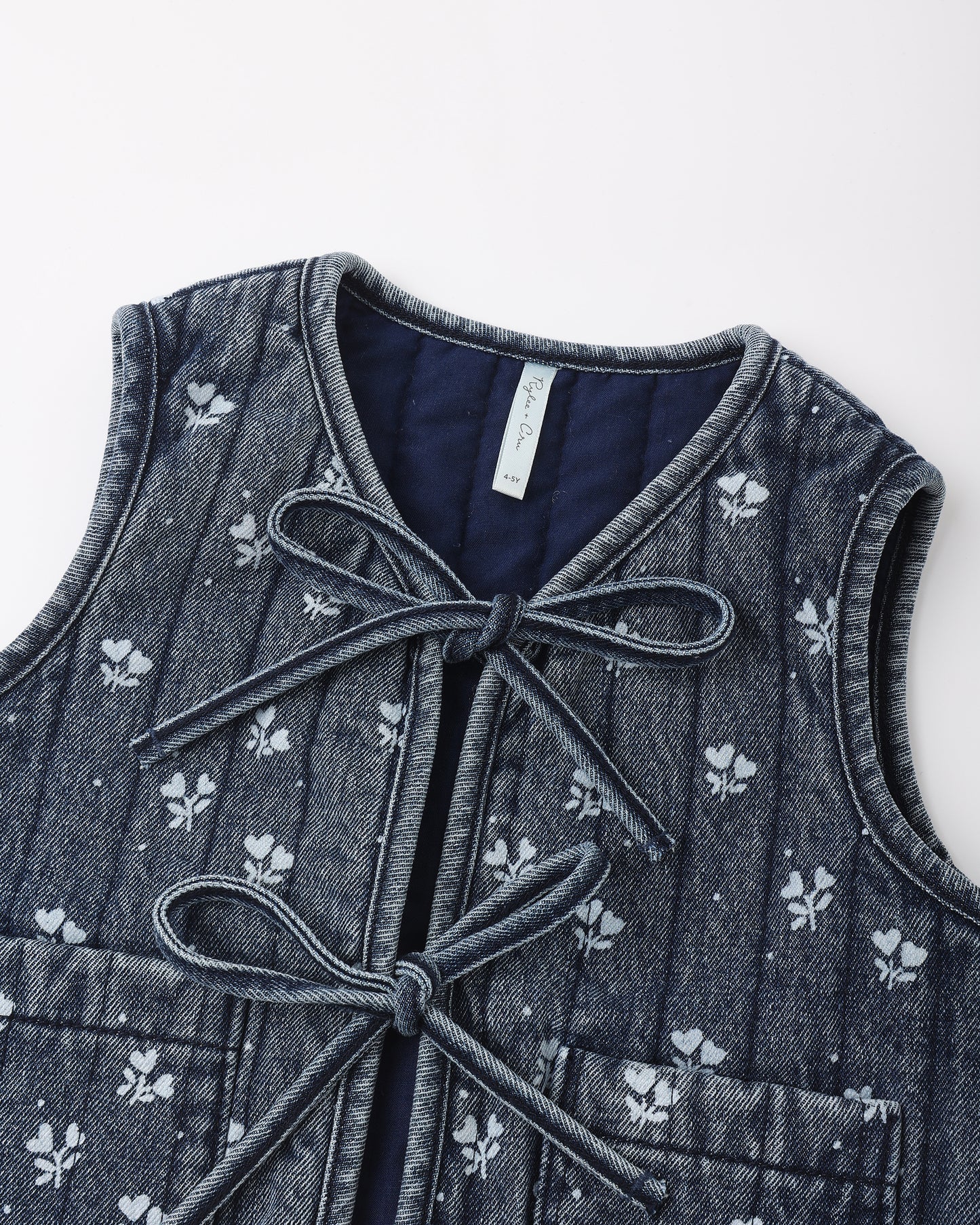 Rylee + Cru Denim Vest Heart Ditsy Indigo