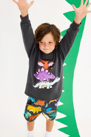 Rock Your Kid Dino Stack Long Sleeve Tee