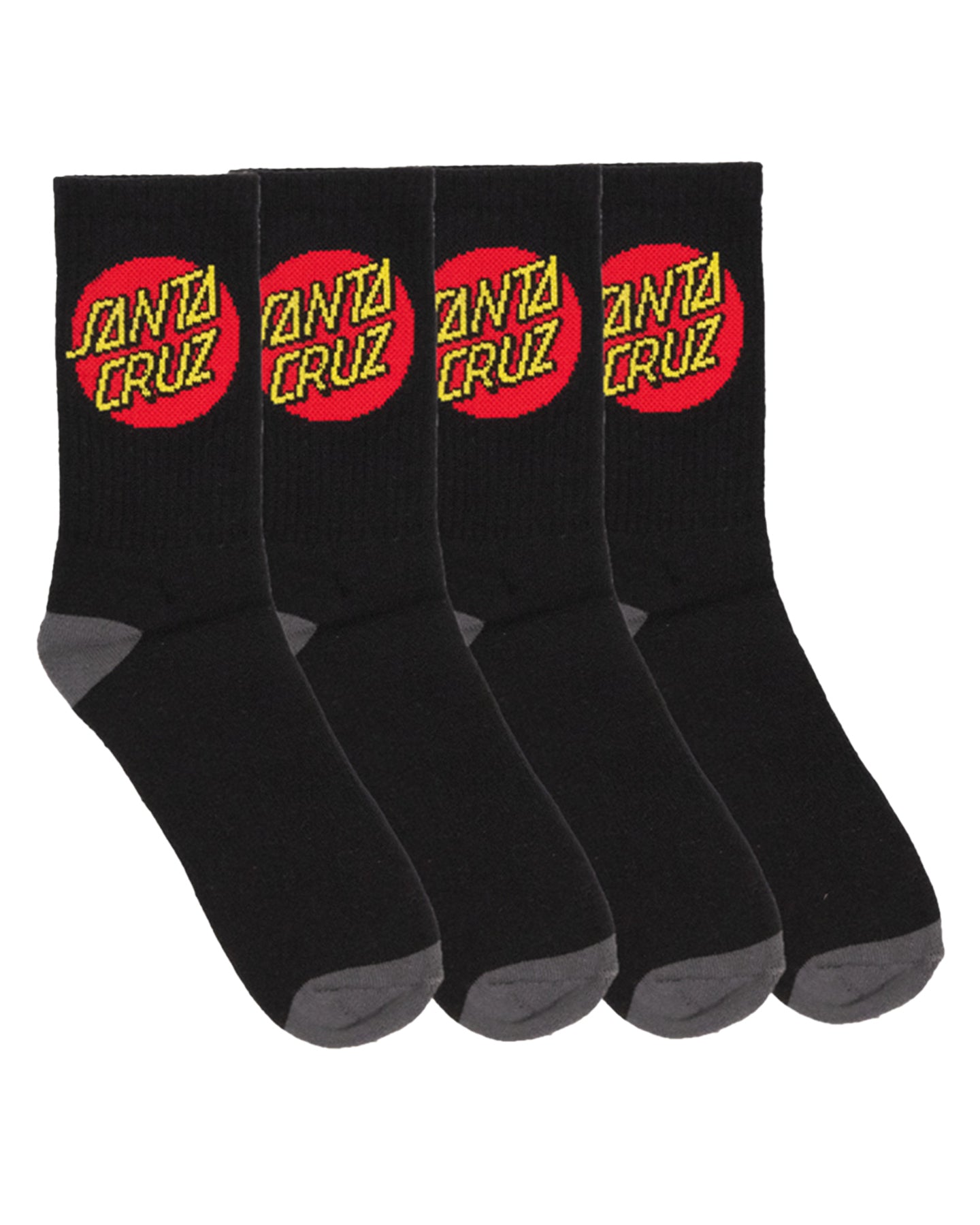 Santa Cruz Classic Dot Crew Socks Black 4 Pack