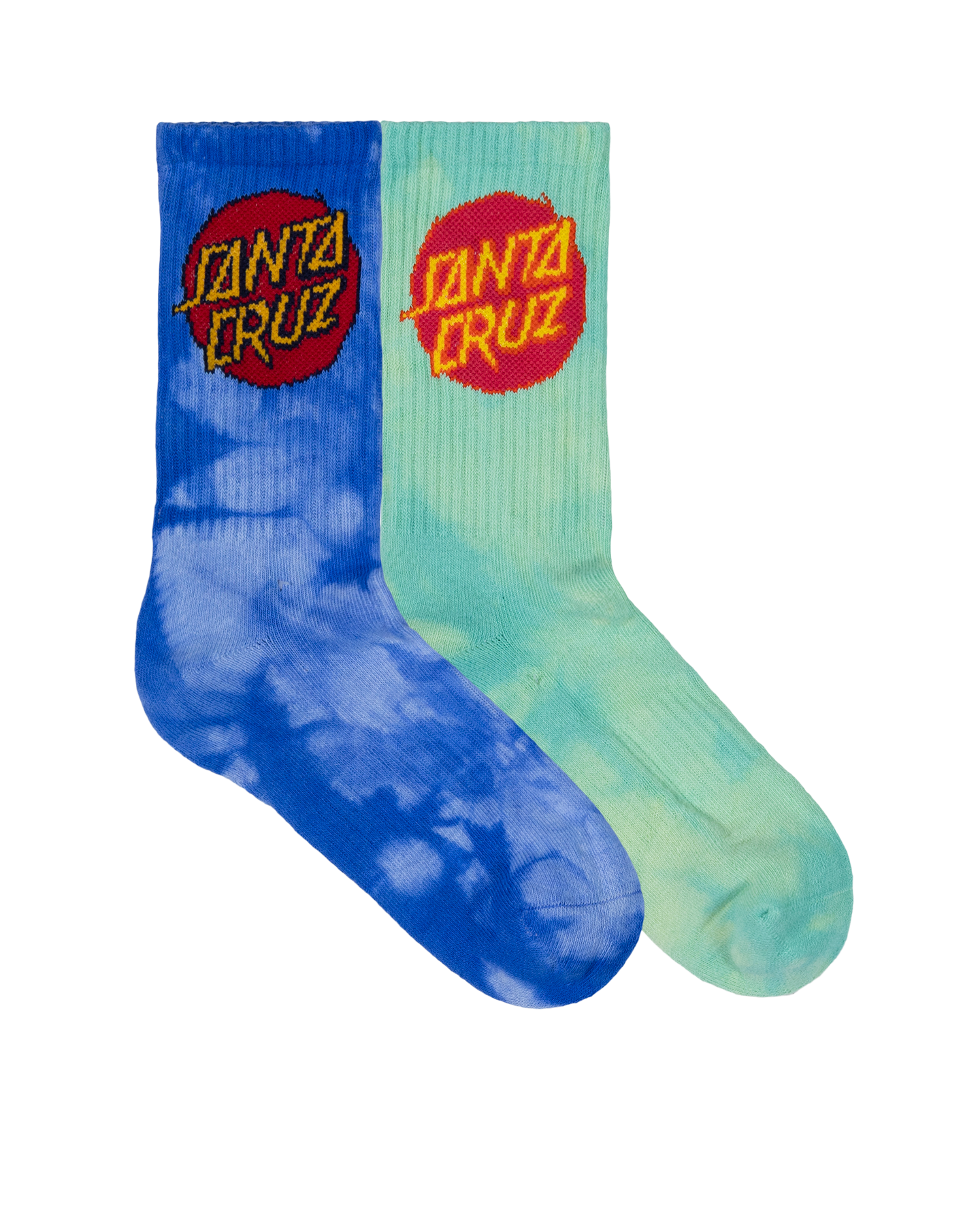 Santa Cruz Dye Crew Sock 2pack Blue Tie Dye | Teal Tie Dye