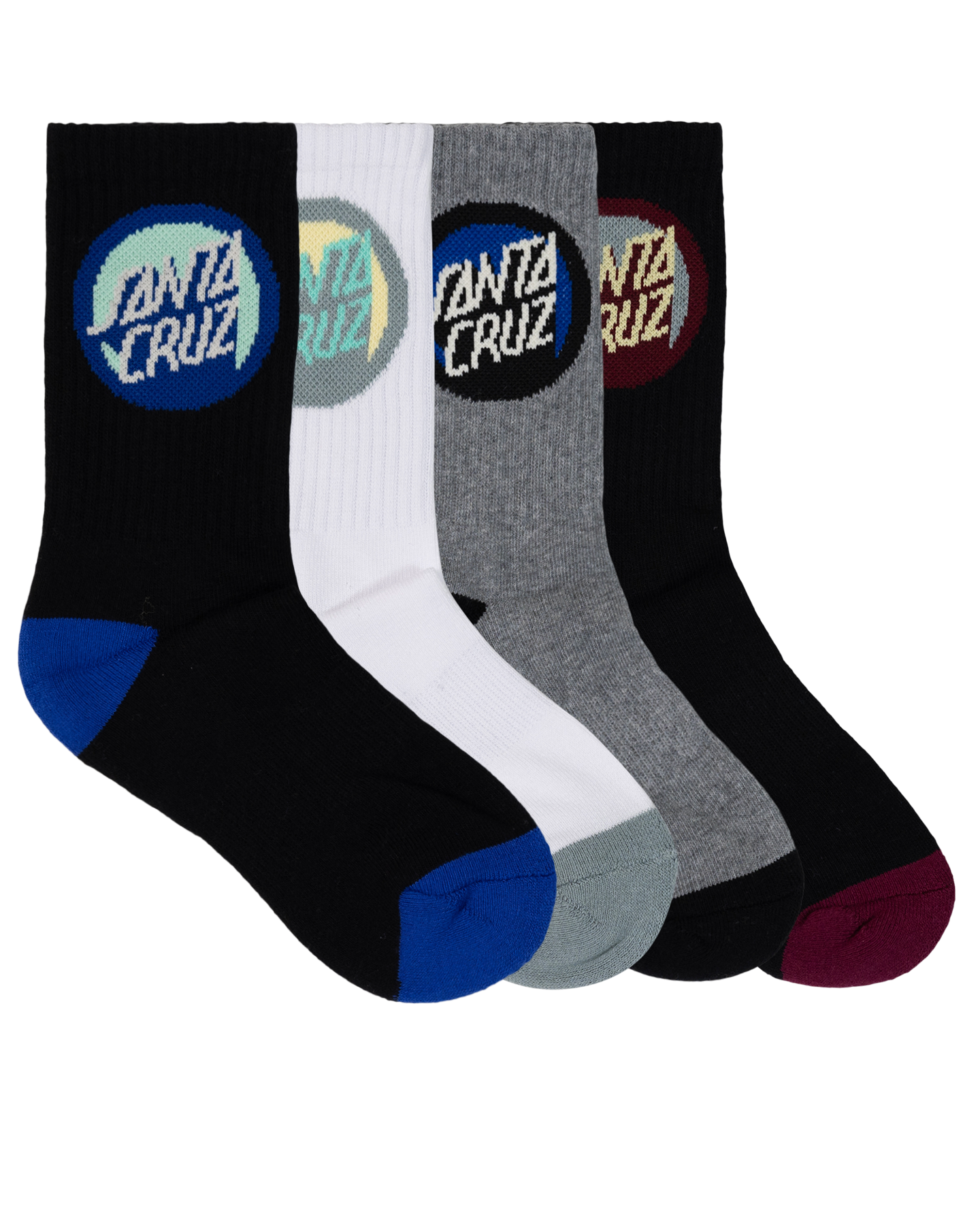 Santa Cruz Bold Shadow Dot Crew Sock Black | White | Grey Marle