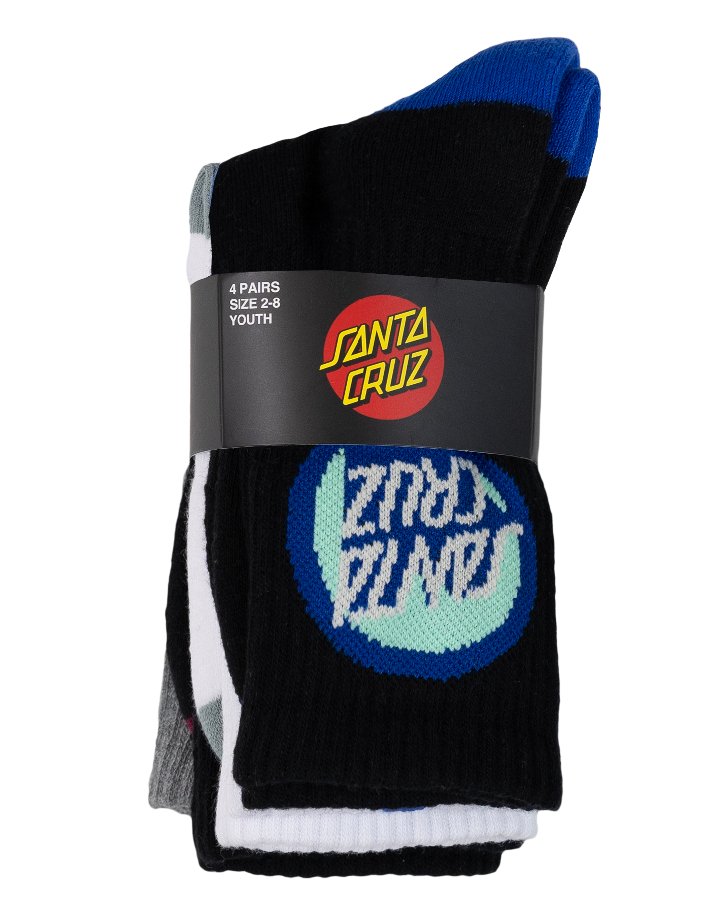 Santa Cruz Bold Shadow Dot Crew Sock Black | White | Grey Marle