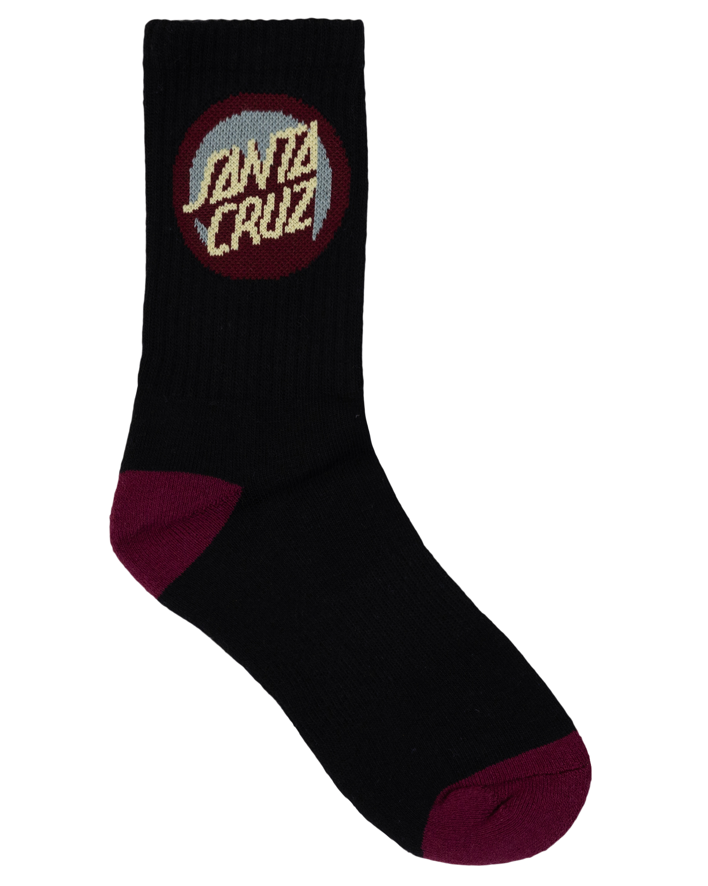 Santa Cruz Bold Shadow Dot Crew Sock Black | White | Grey Marle