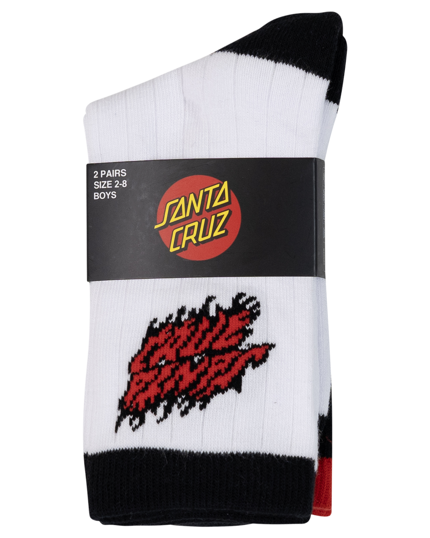 Santa Cruz Flamed Stack Upside Down Crew Sock 2 Pack White | Black