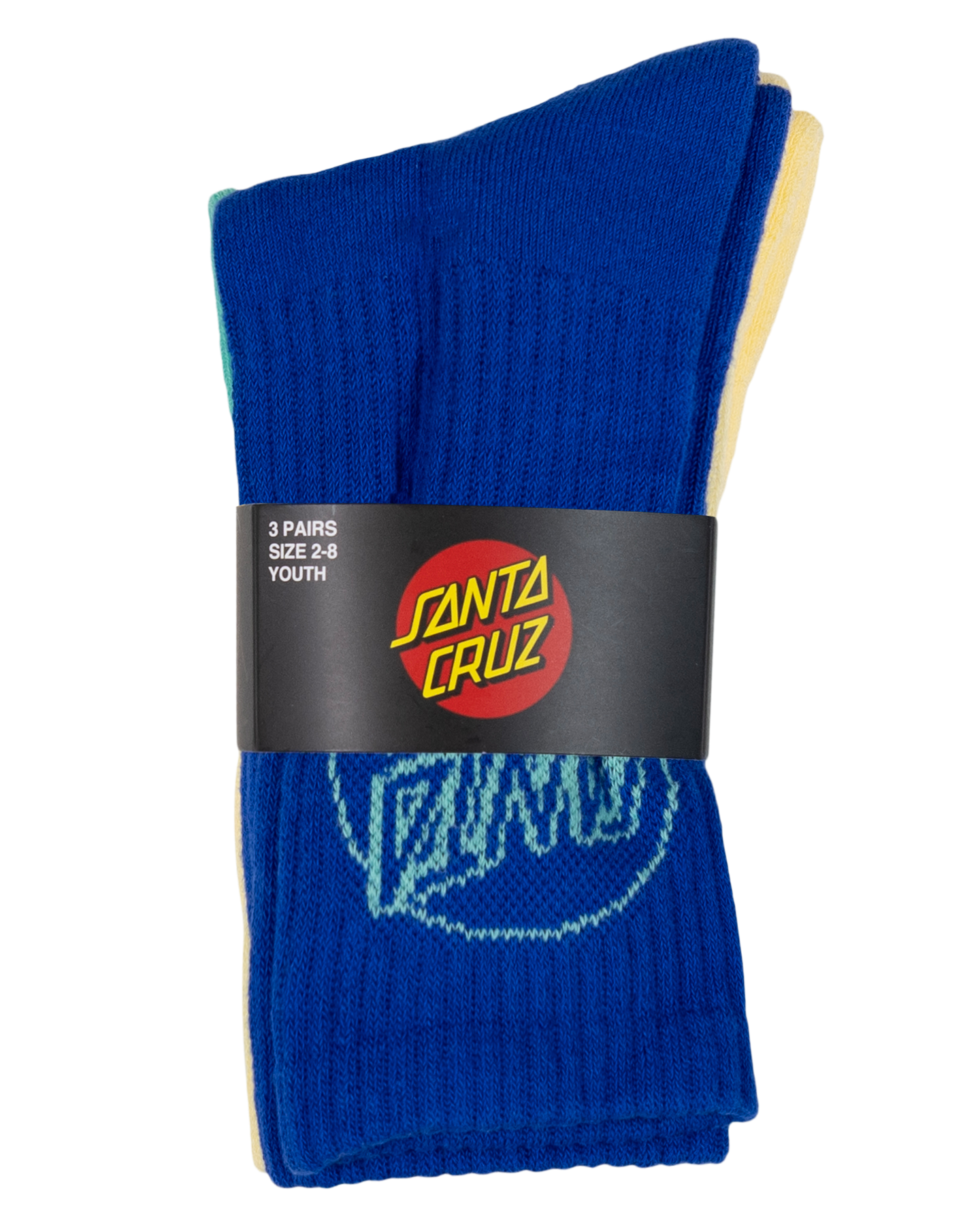 Santa Cruz Opus Dot Crew Sock 3pack Cobalt | Butter | Teal