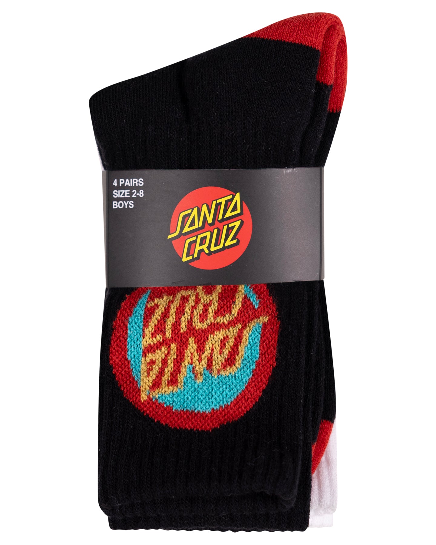 Santa Cruz Bold Shadow Dot Crew Sock 4 Pack Black | White | Grey