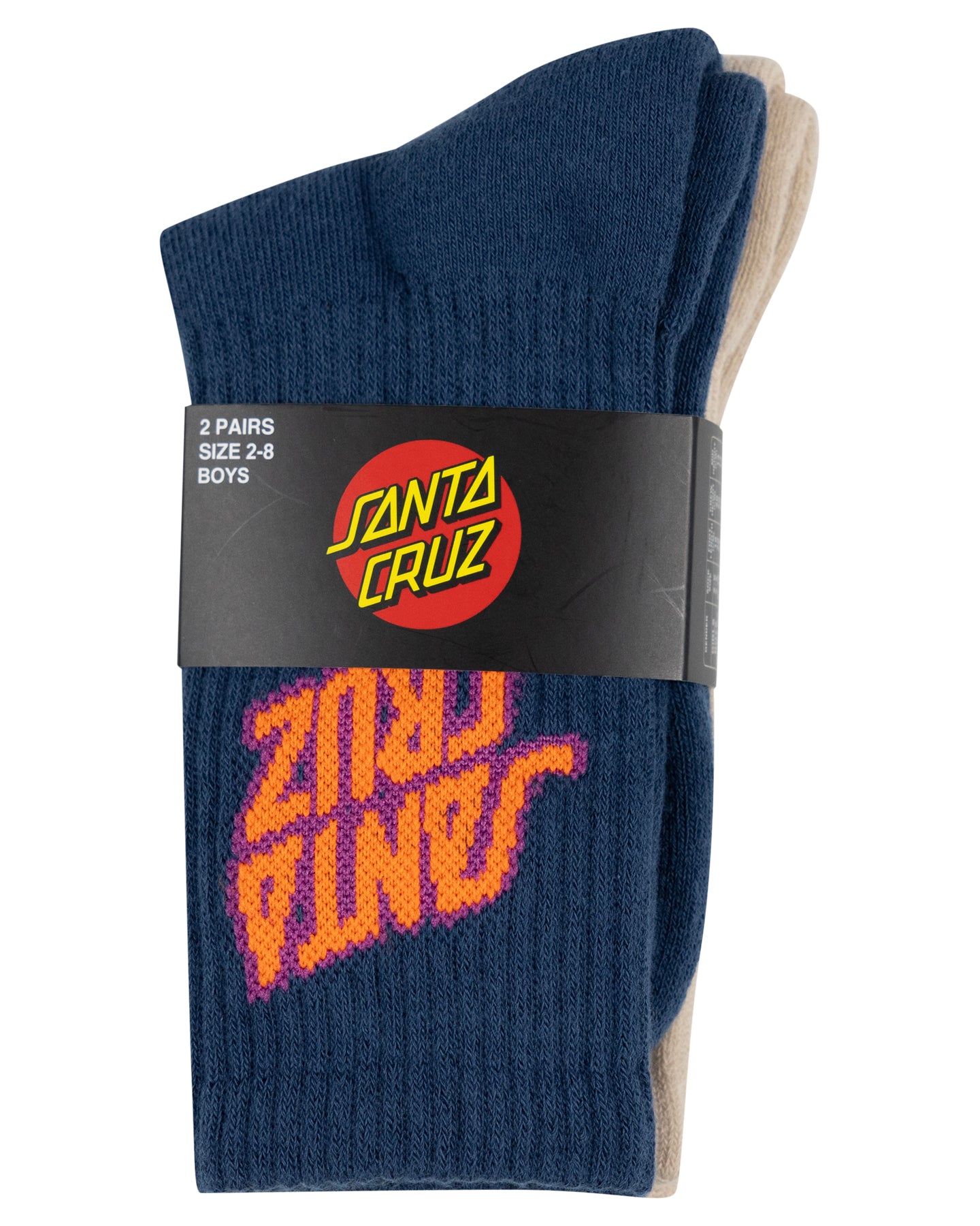 Santa Cruz Summer 76 Stack Crew Sock 2 Pack Dark Blue | Natural