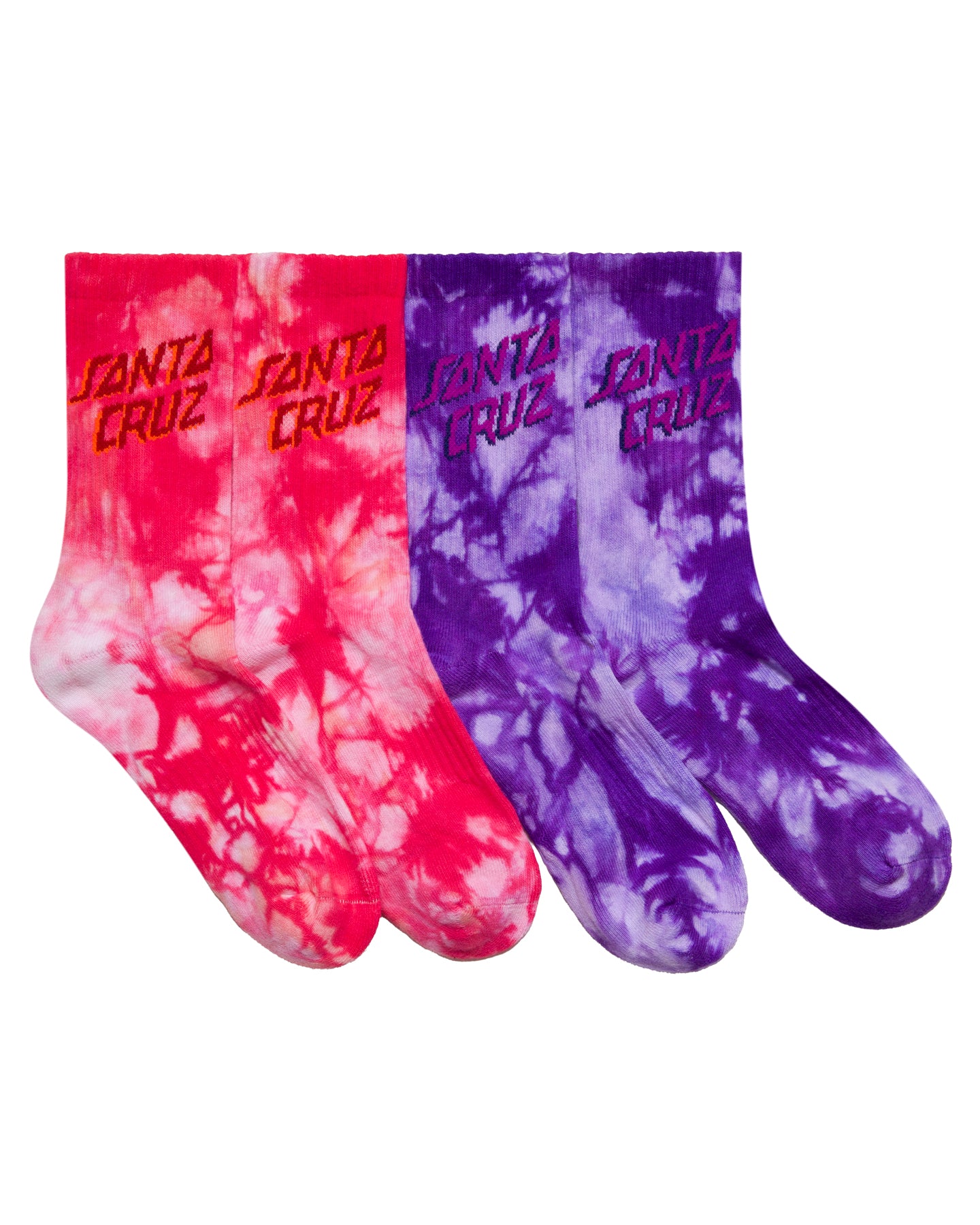Santa Cruz Free Spirit Stack Crew Sock 2pack Pink Coral | Iris Tie Dye
