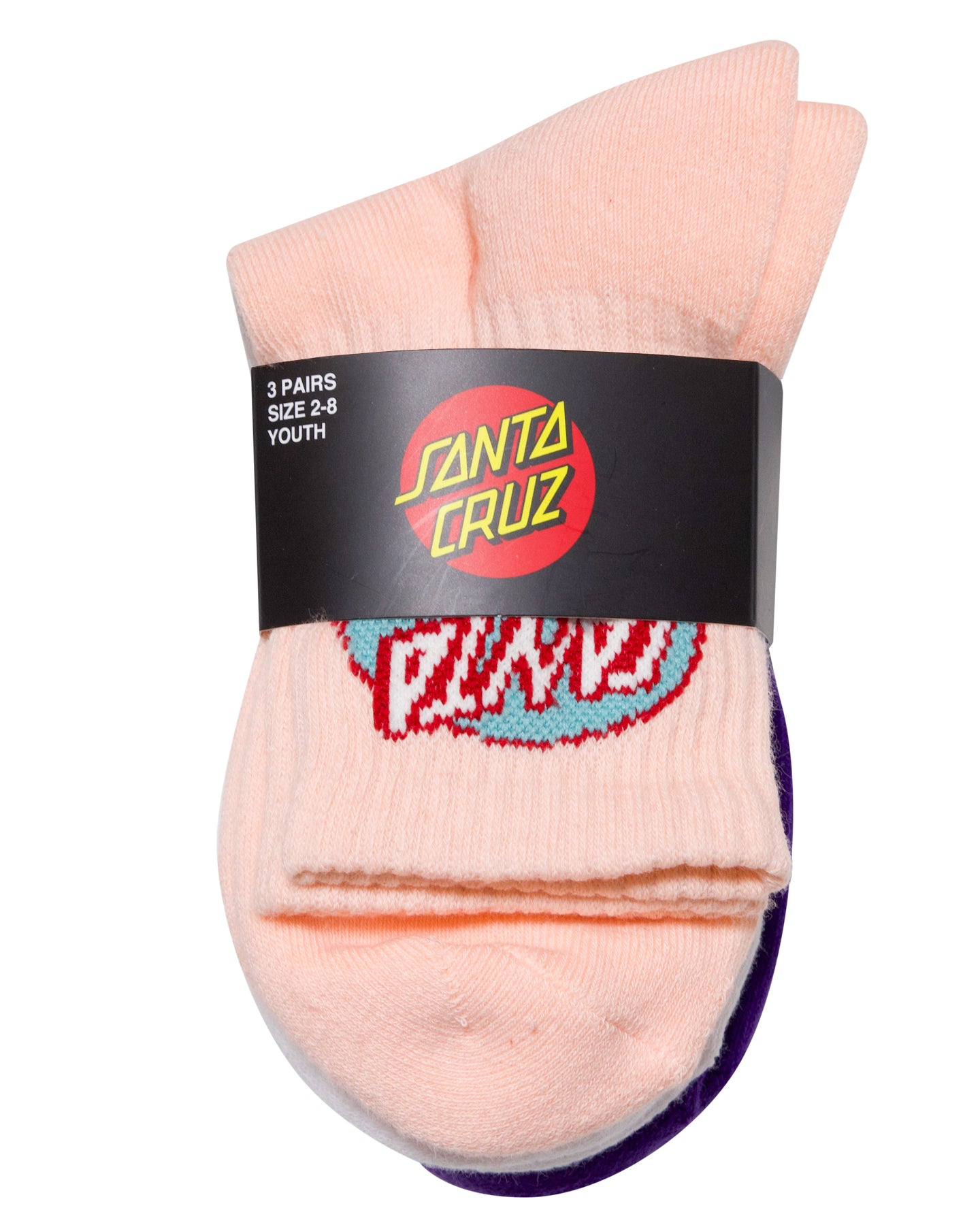 Santa Cruz Oval Dot Mid Sock 3pack Pink Coral | White | Iris