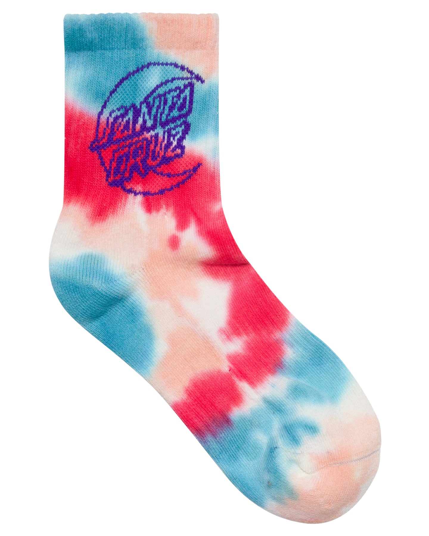Santa Cruz Moon Dot Outline Mid Sock 2pack Turquoise Tie Dye | Rose