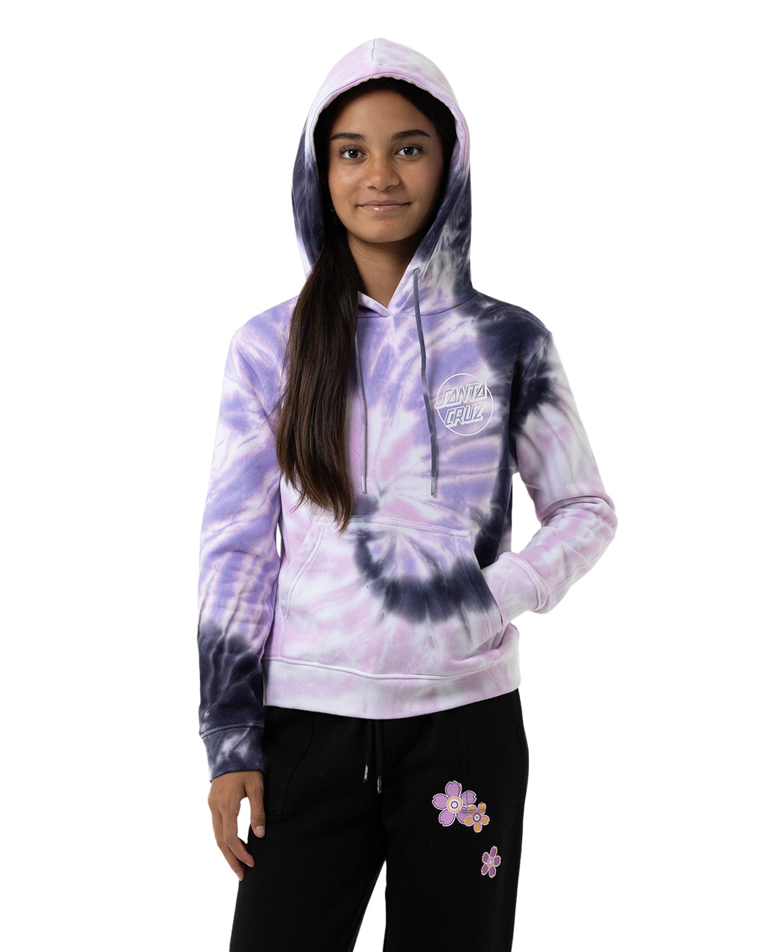 Santa Cruz Opus Dot Chest Hoodie Pink Tie Dye