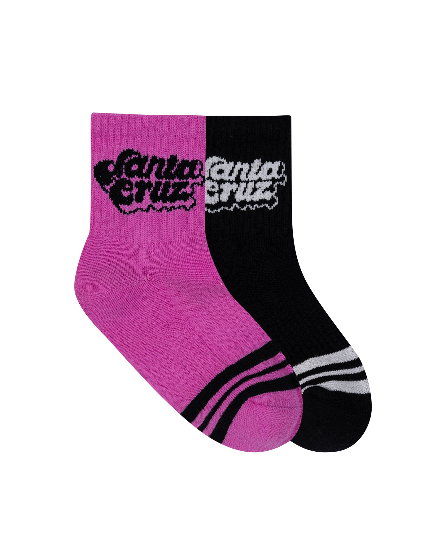 Santa Cruz Groovy Stack Mid Sock 2 Pack Black | Pink