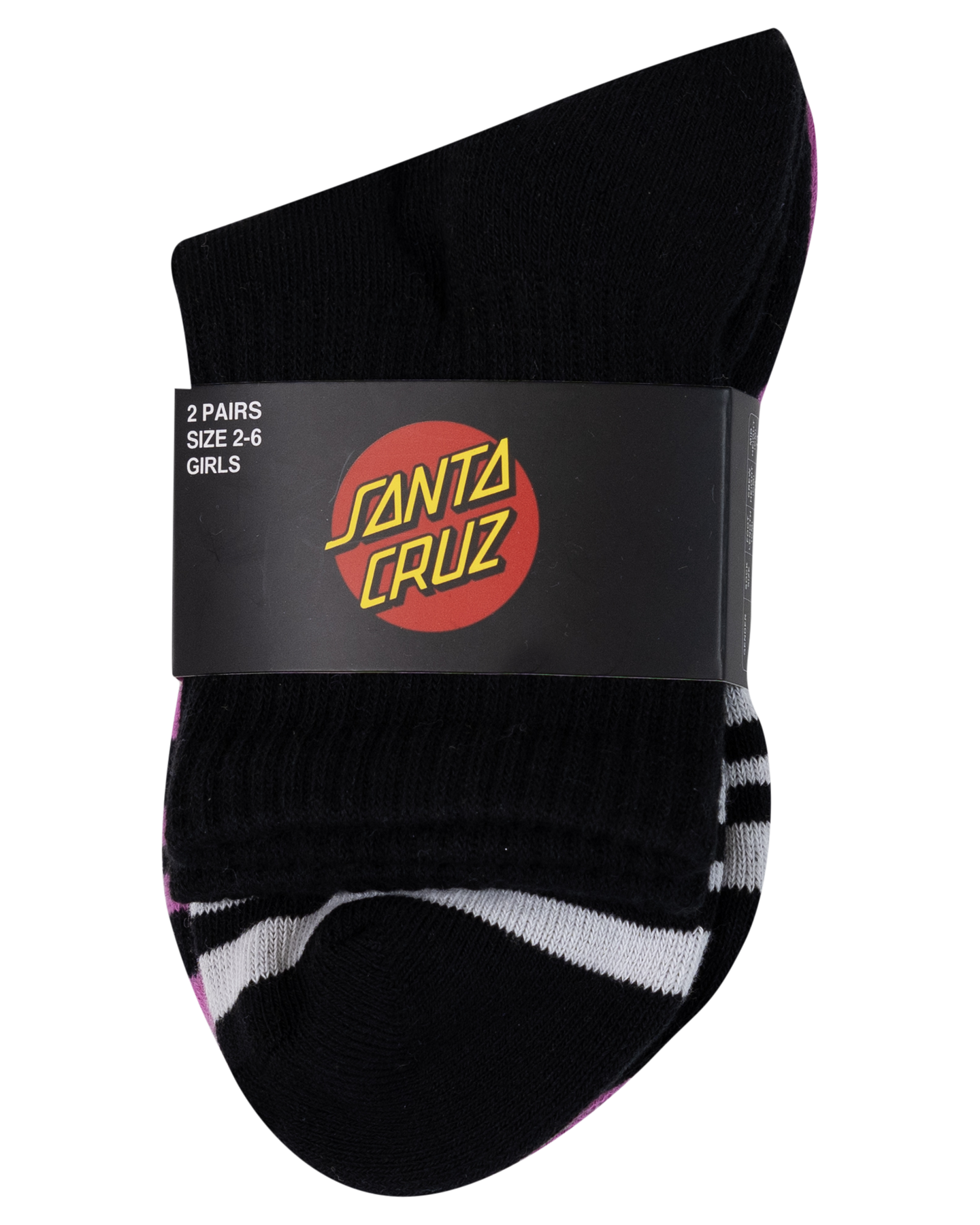 Santa Cruz Groovy Stack Mid Sock 2 Pack Black | Pink