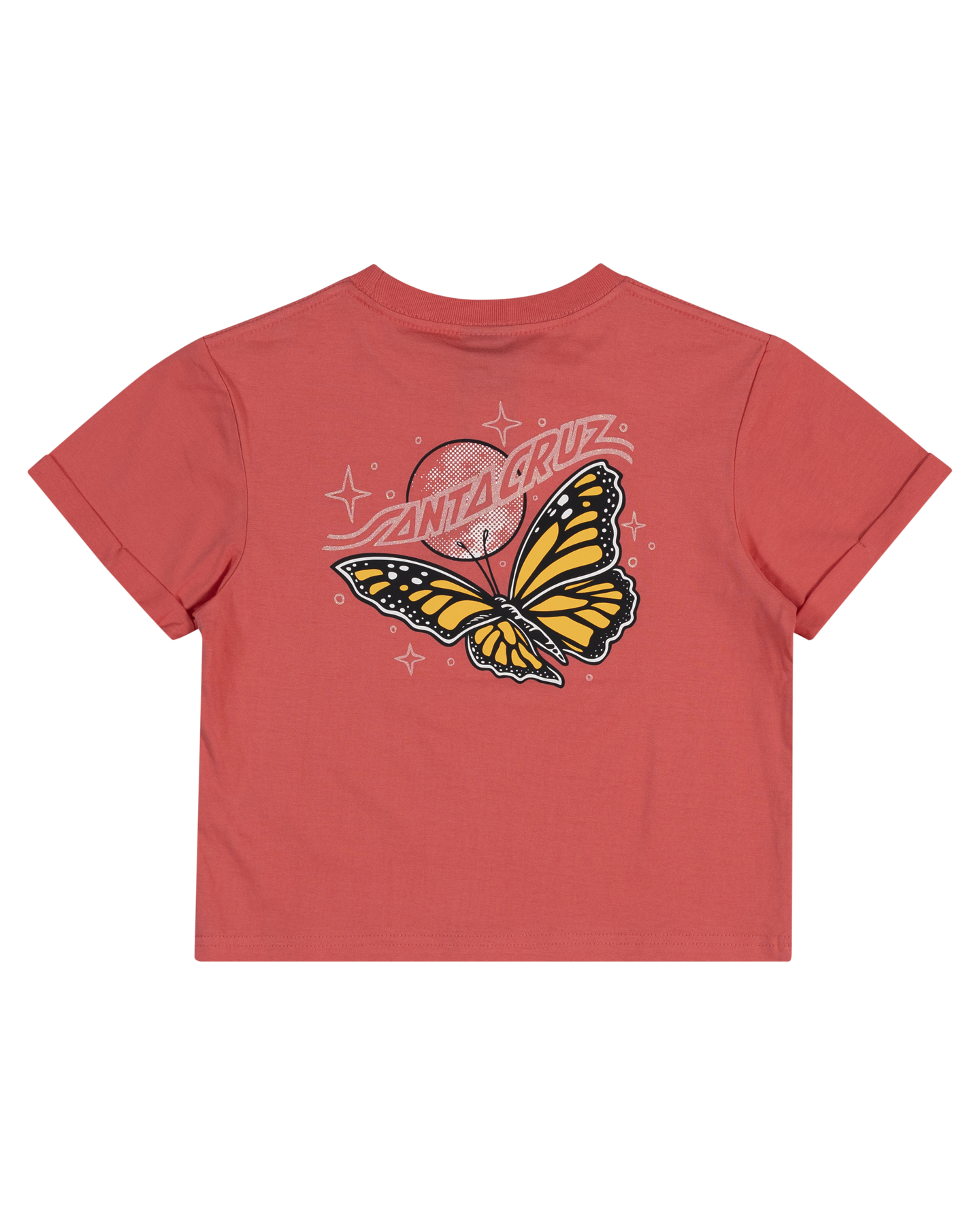 Santa Cruz Winged Moon Strip Centre Short Sleeve Crop Tee Rose