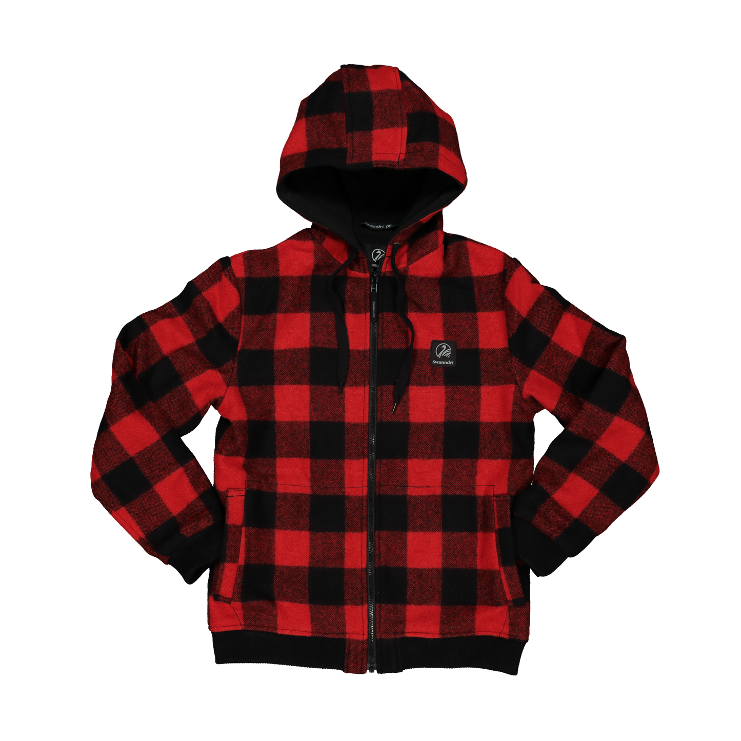 Swanndri Kid's Crooked River Wool Hoodie Red/Black Check