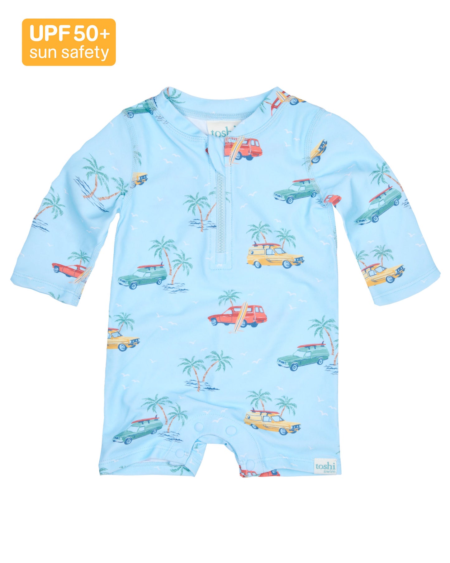 Toshi Baby Swim Long Sleeve Onesie Splash Swell Seekers Sky