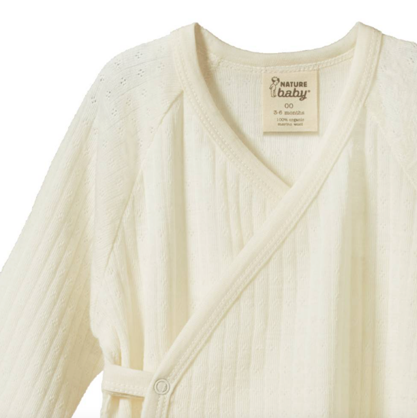 Nature Baby Merino Essential Kimono Stretch & Grow Pointelle Natural