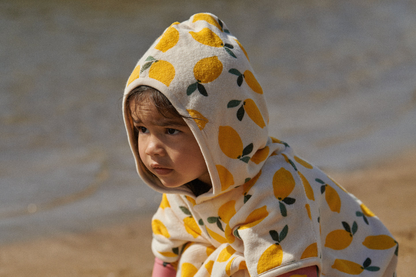 Nature Baby Organic Cotton Poncho Towel Lemon Print Towel