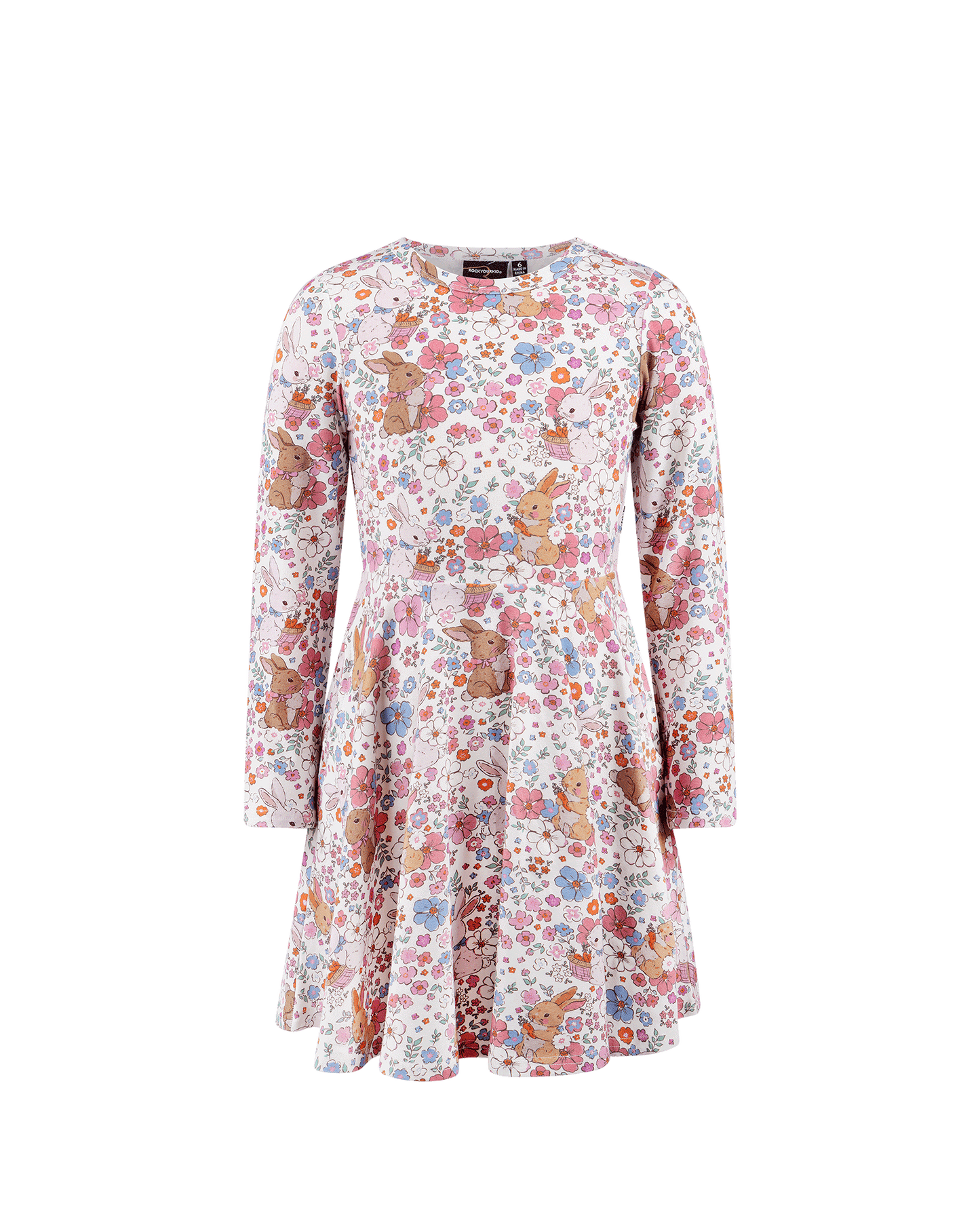 Rock Your Kid Disty Bunny Long Sleeve Waisted Dress