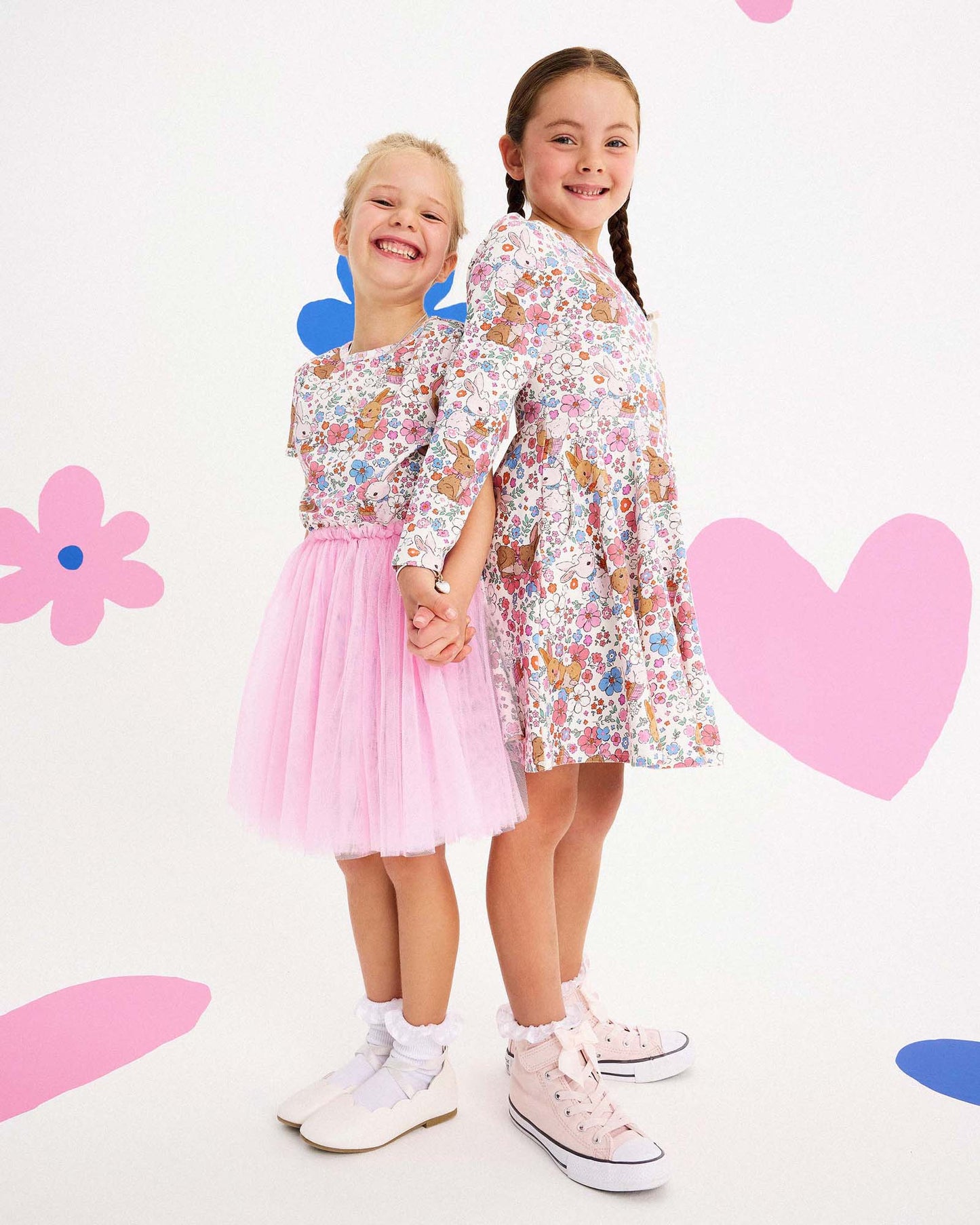 Rock Your Kid Ditsy Bunny Long Sleeve Circus Dress