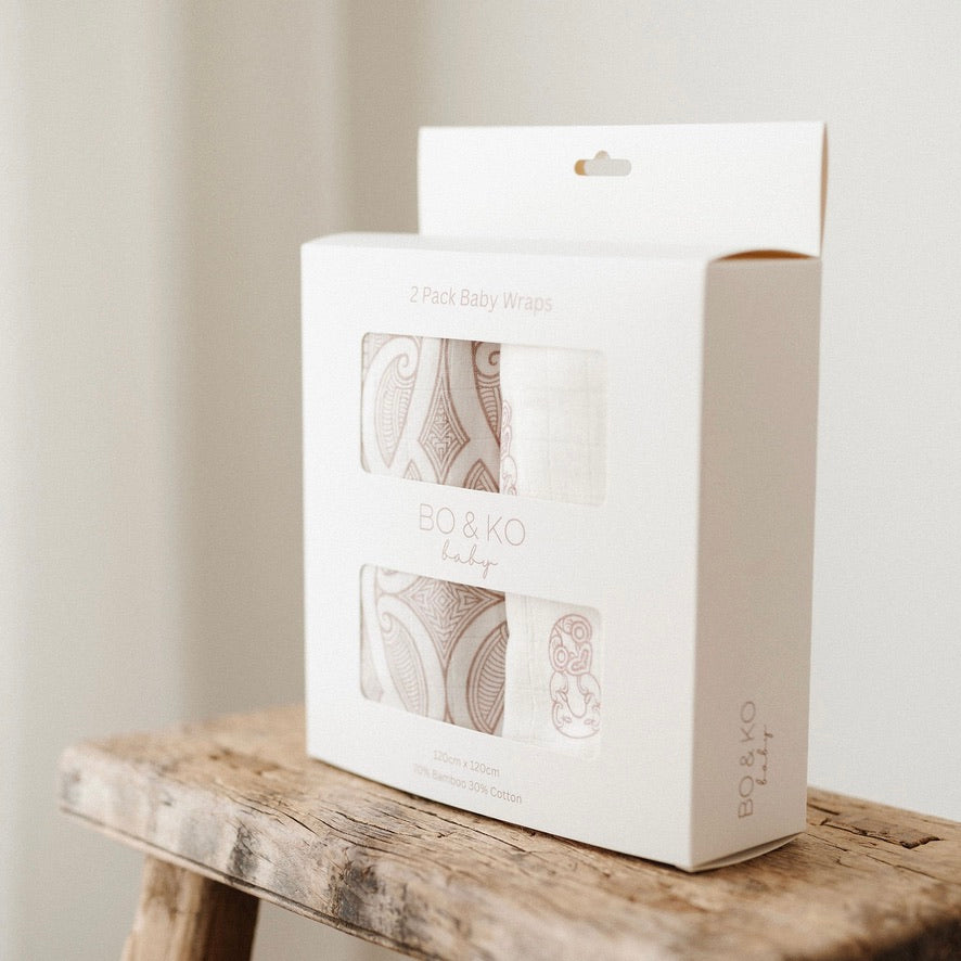 Bo & Ko 2 Pack Wrap Set Tiki Mauve & Te Pātiki Mauve