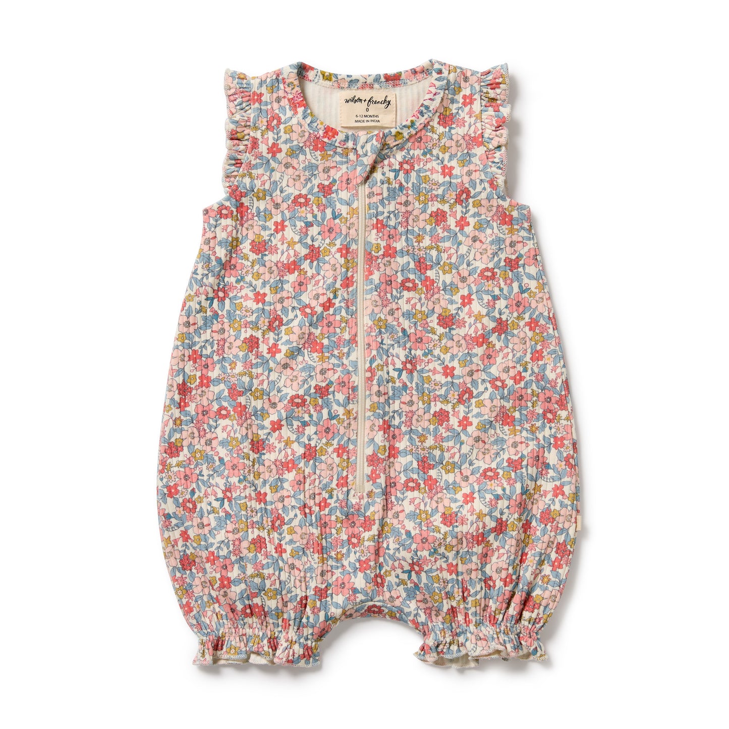 Wilson & Frenchy Organic Ruffle Zipsuit Summer Bloom