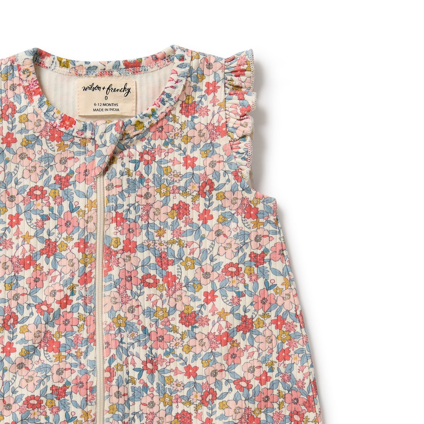 Wilson & Frenchy Organic Ruffle Zipsuit Summer Bloom
