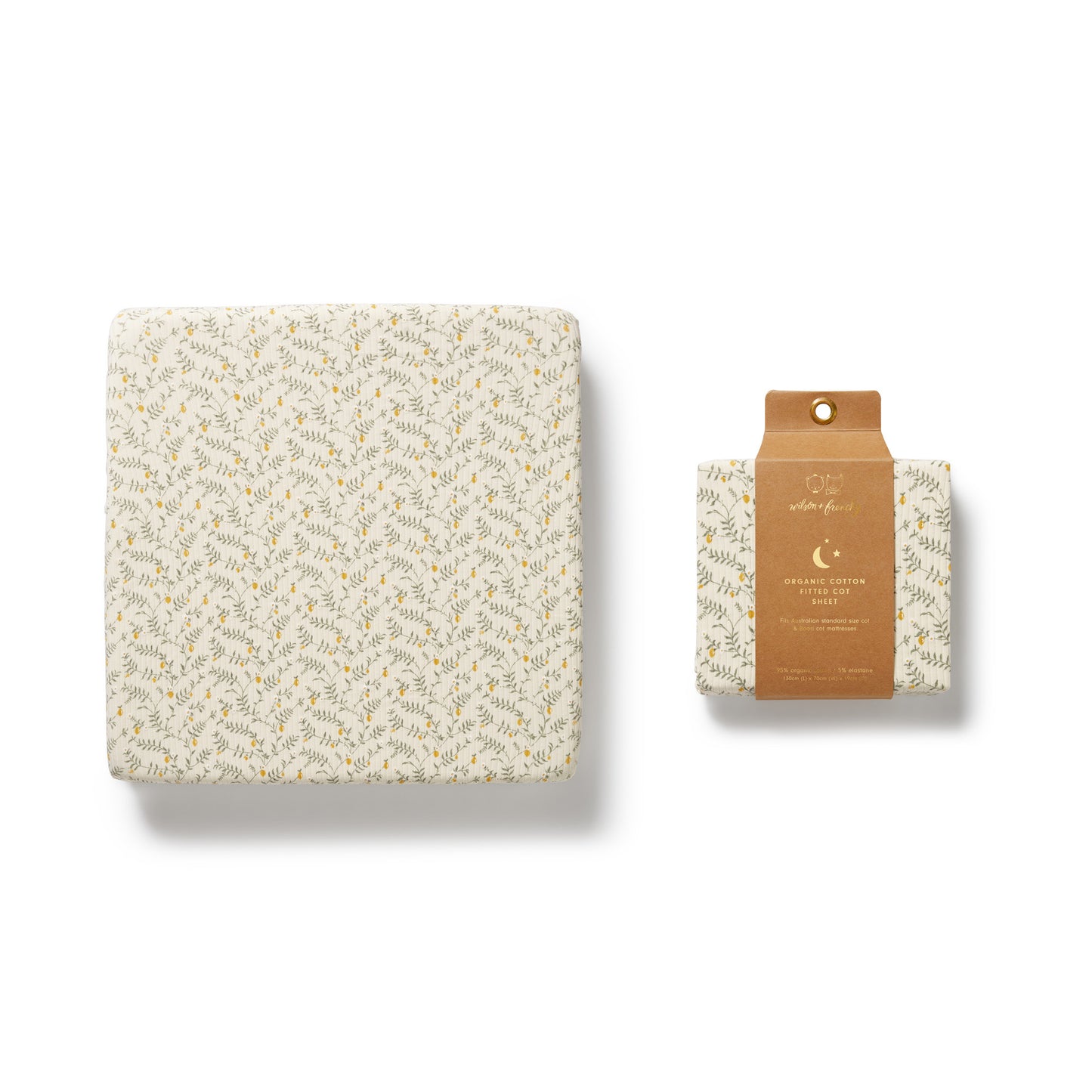 Wilson & Frenchy Organic Cot Sheet Lemon Leaf