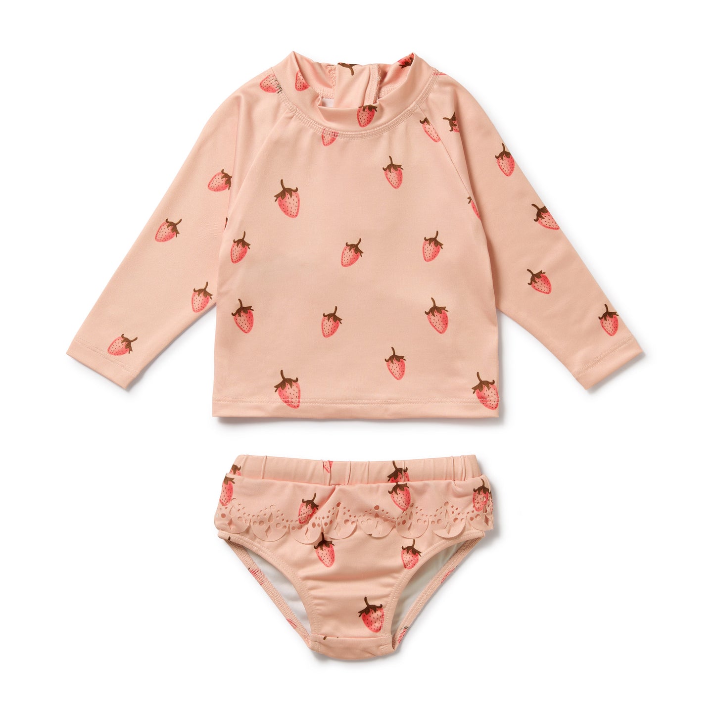 Wilson & Frenchy Girls Cutwork Rashie Swimset Strawberry Kisses