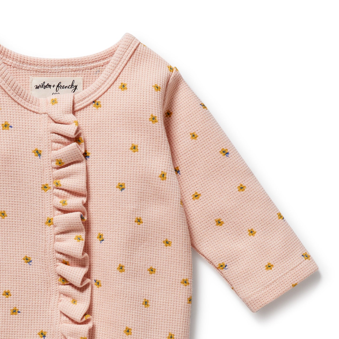 Wilson & Frenchy Organic Waffle Ruffle Zipsuit Little Fleur
