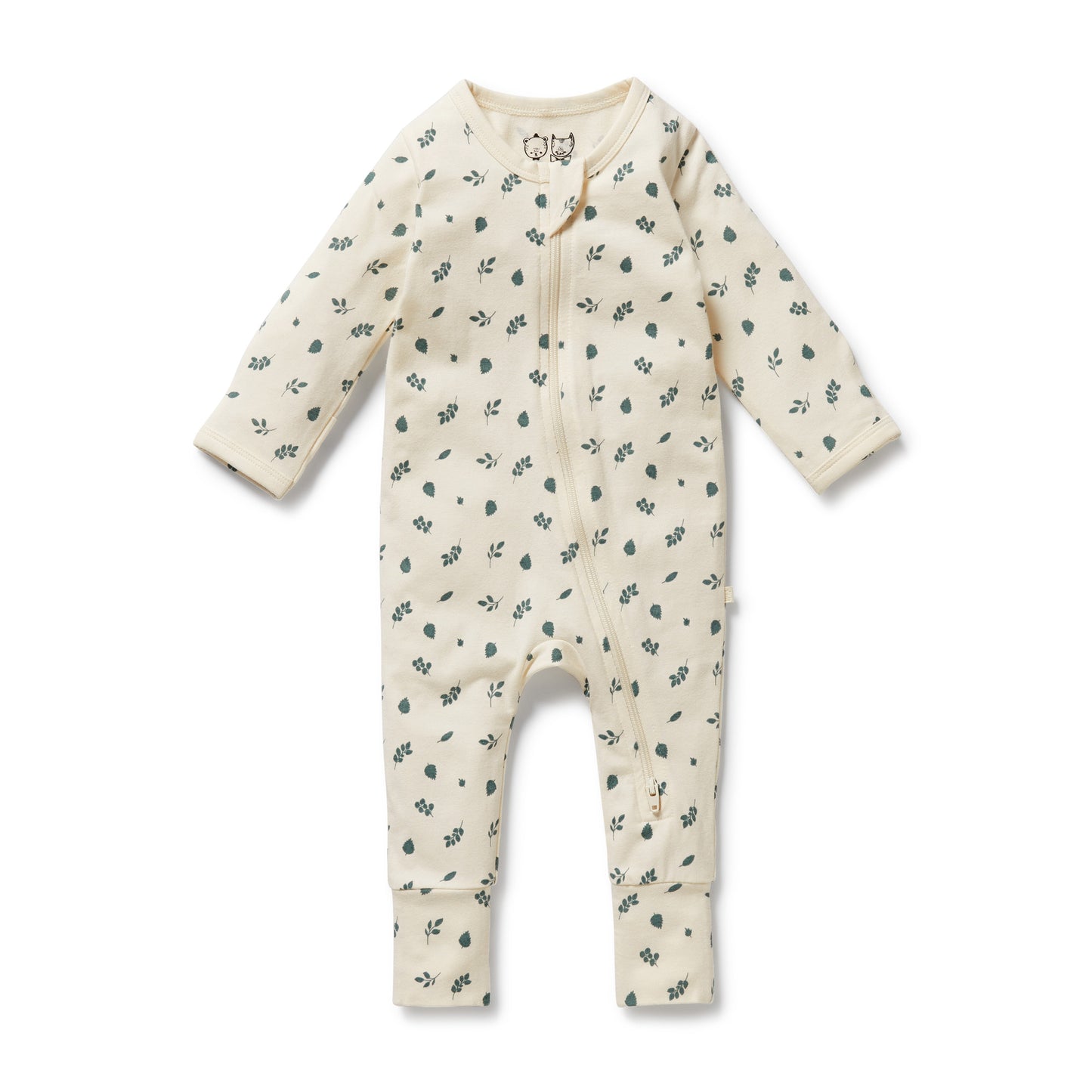 Wilson & Frenchy Organic Zipsuit with Feet Twilight Leaf