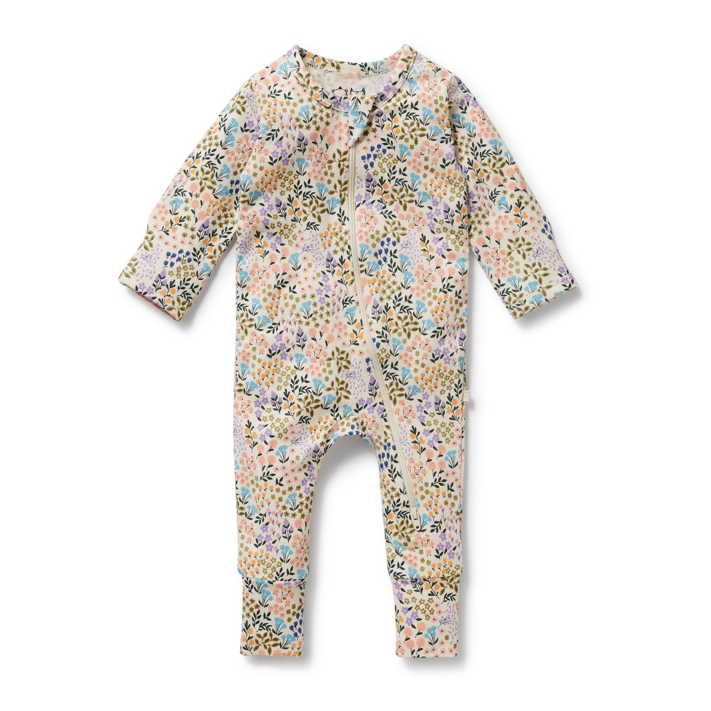 Wilson & Frenchy Organic Zipsuit with Feet Tiny Bloom
