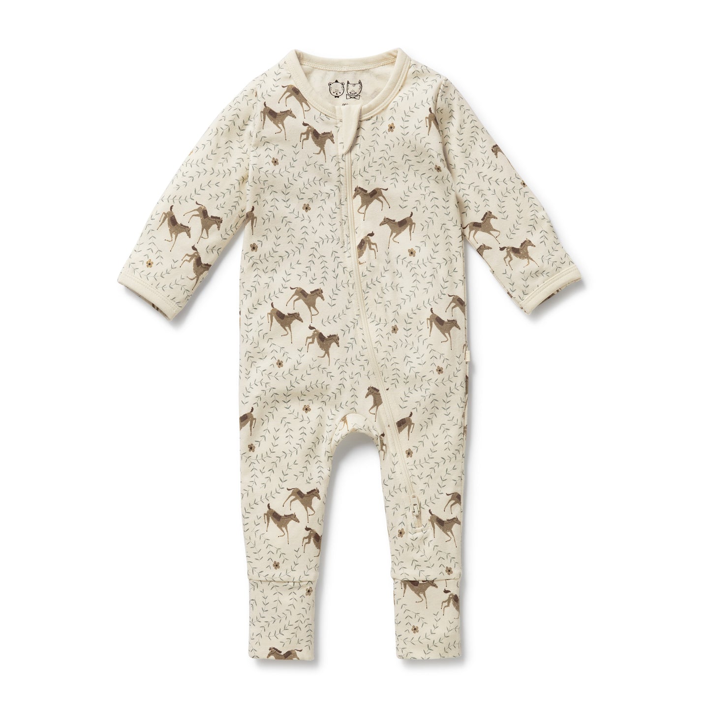 Wilson & Frenchy Organic Zipsuit with Feet Trixie Horse