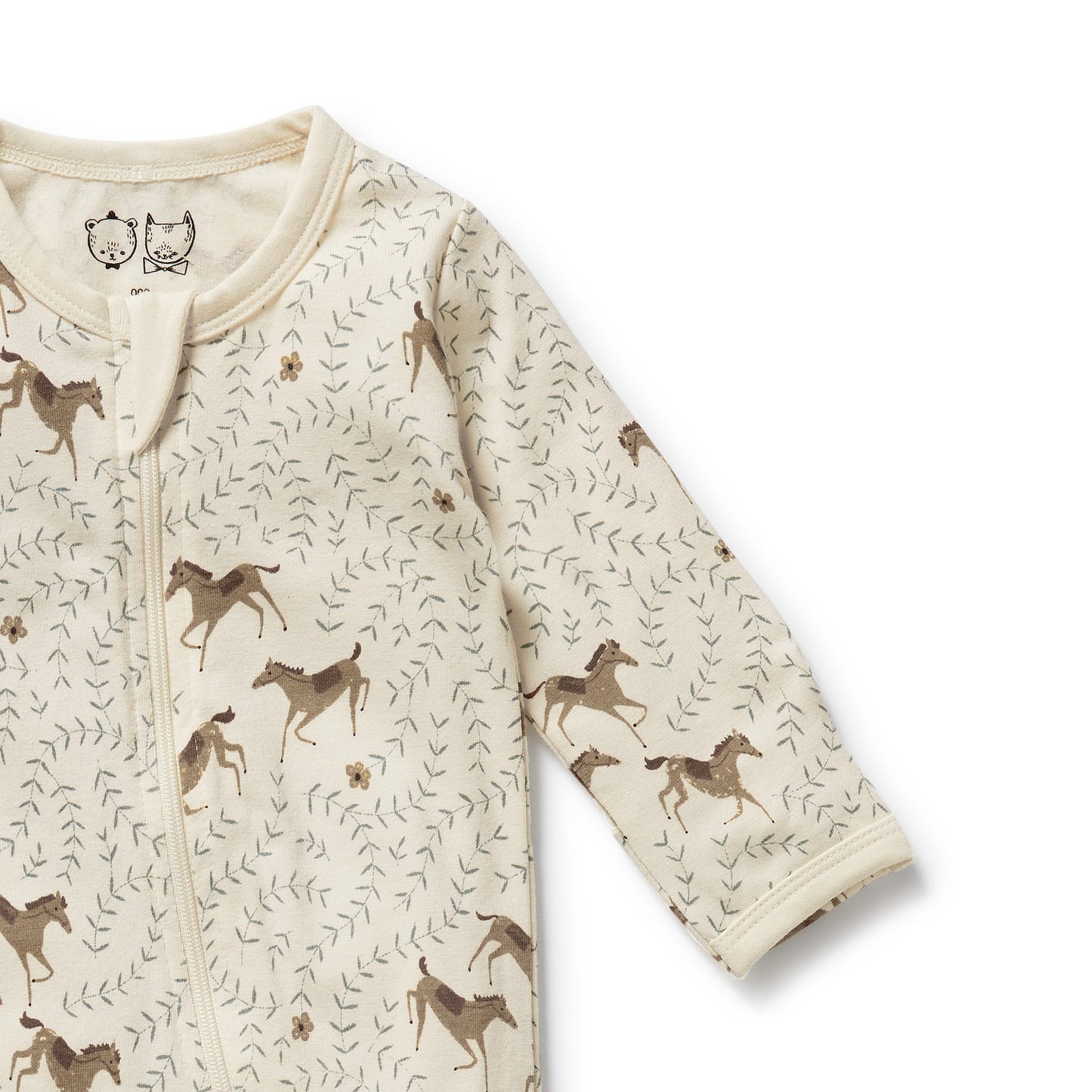 Wilson & Frenchy Organic Zipsuit with Feet Trixie Horse