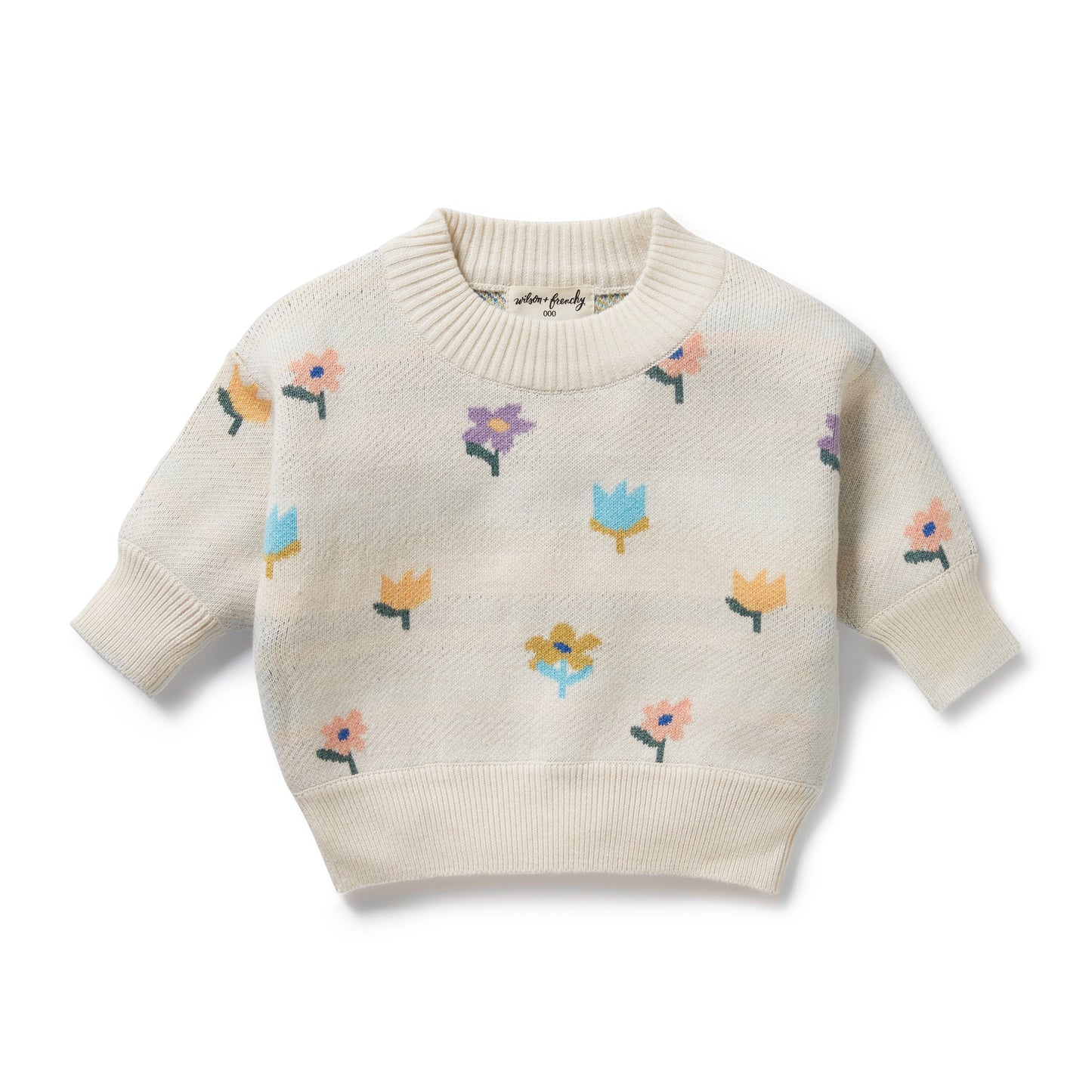 Wilson & Frenchy Organic Knitted Jacquard Jumper Flower Pop