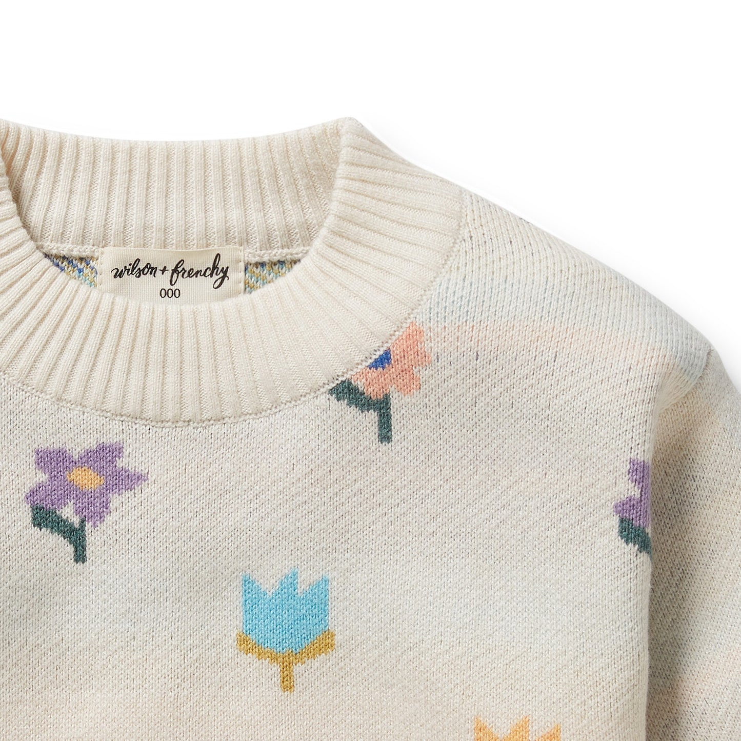 Wilson & Frenchy Organic Knitted Jacquard Jumper Flower Pop