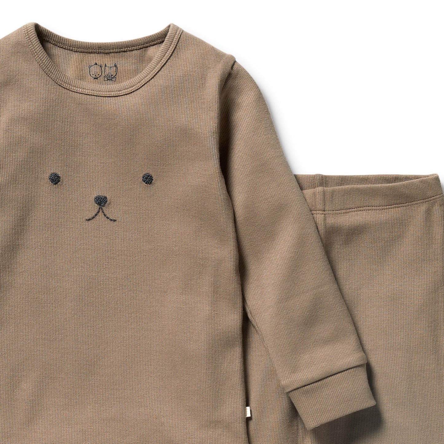 Wilson & Frenchy Organic Rib Long Sleeved Pyjamas Walnut
