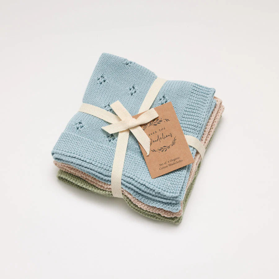 Over the Dandelions Washcloth Set of 3 Blue | Fawn | Thyme