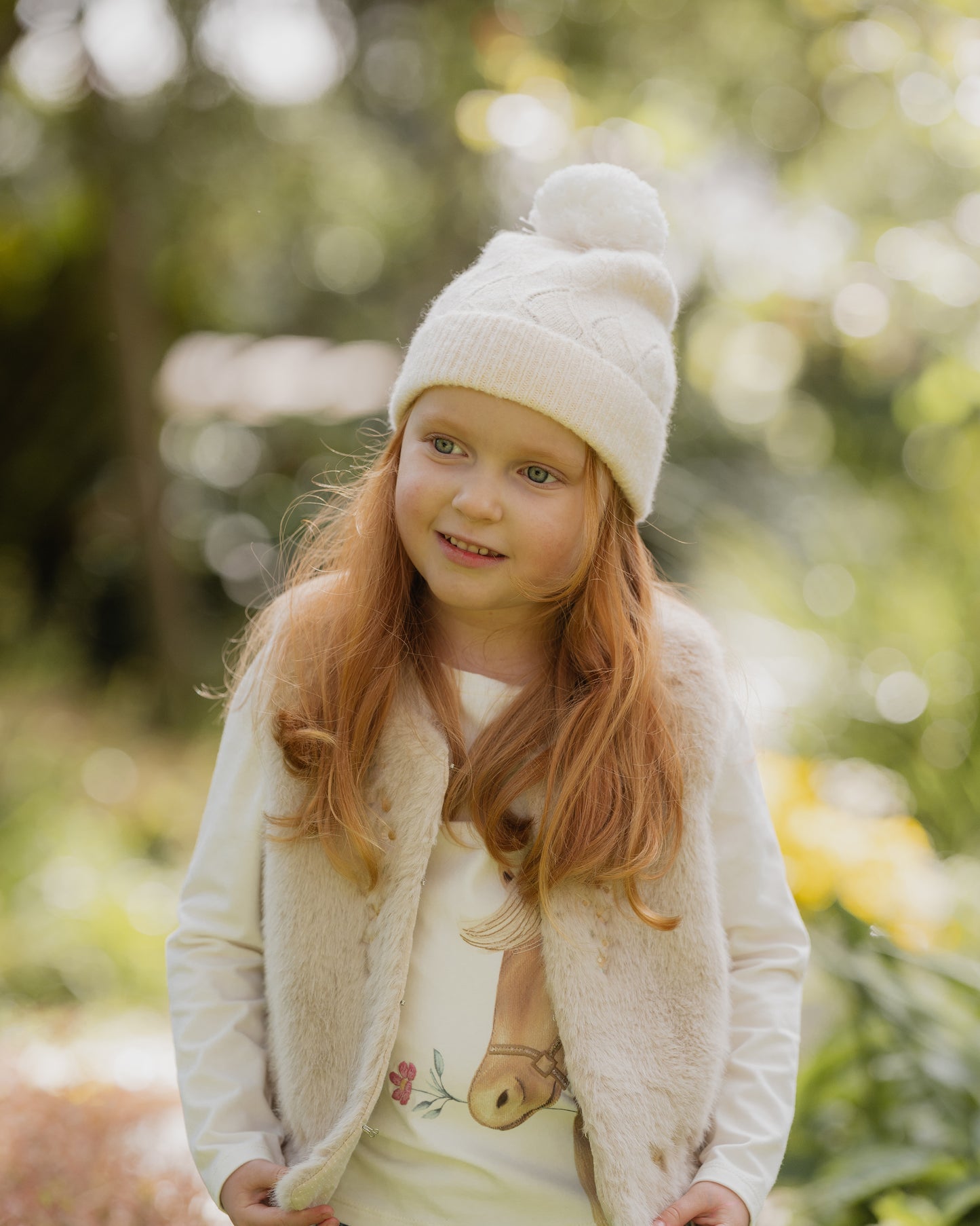 Minihaha Girls Winnie Embroidery Faux Fur Vest
