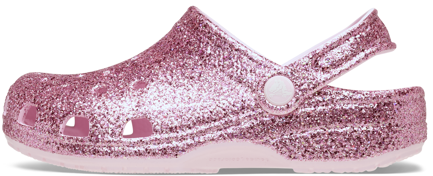 Crocs Classic Chunky Glitter Clog Toddlers Pink Milk