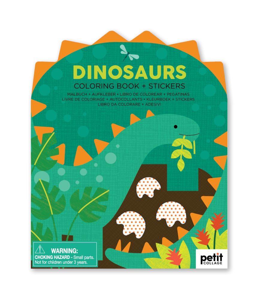 Le Petit Collage Colouring Book with Stickers Dinosaurs