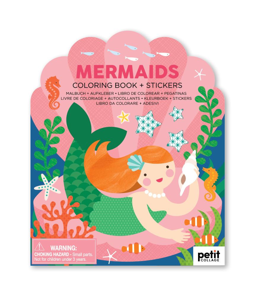 Le Petit Collage Colouring Book with Stickers Mermaids
