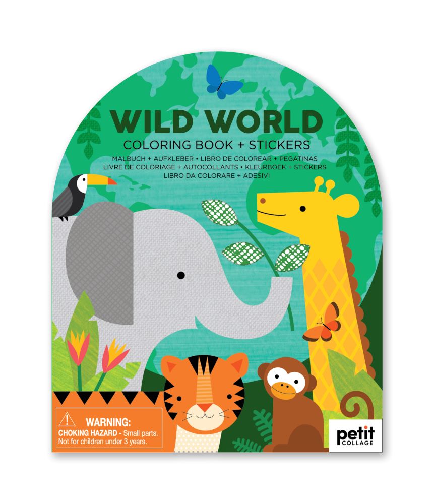 Le Petit Collage Colouring Book with Stickers Wild World