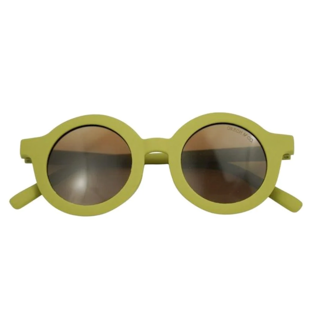 Grech & Co Original Round Polarised Child Sunglasses Chartreuse