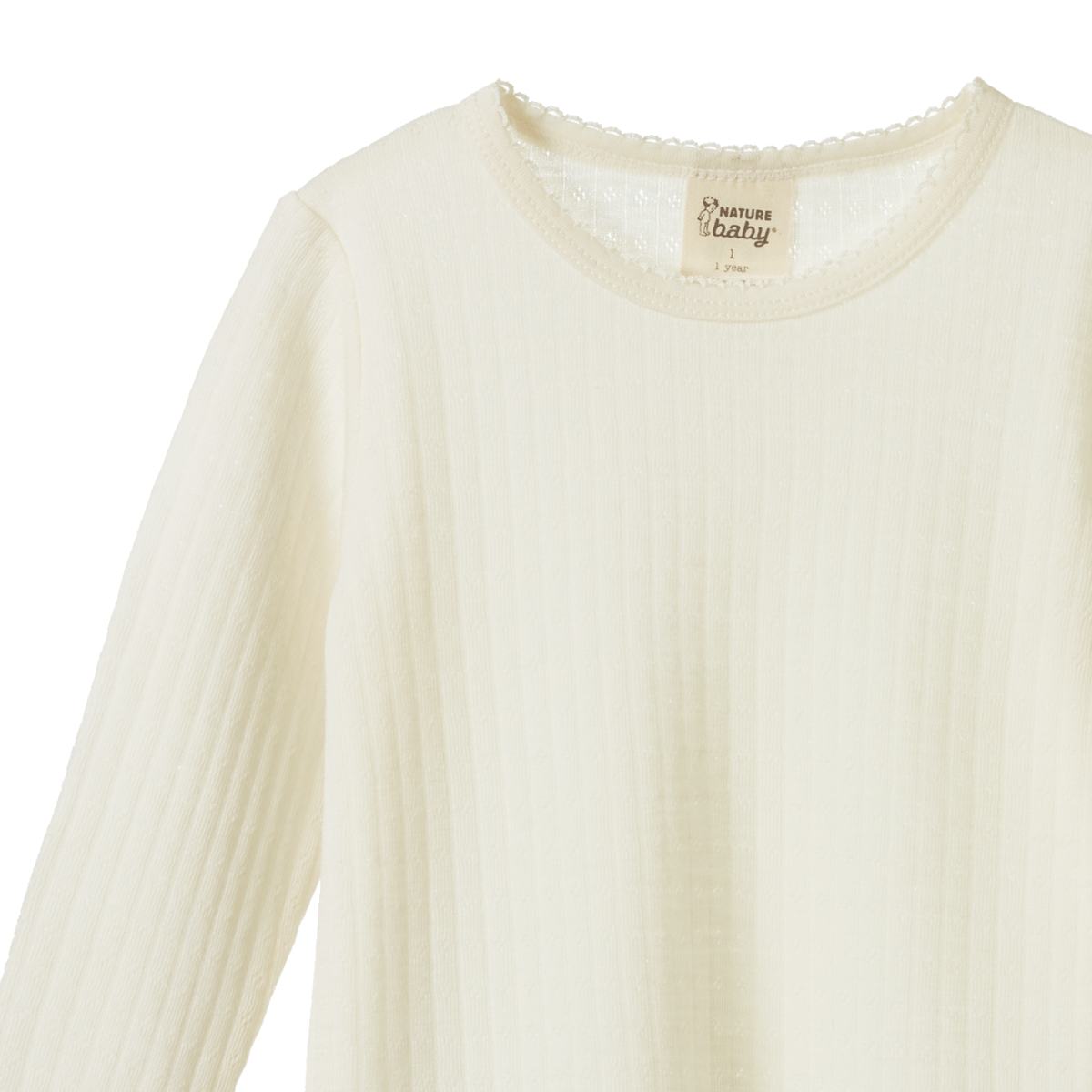 Nature Baby Merino Essential Long Sleeve Cloud Tee Pointelle Natural